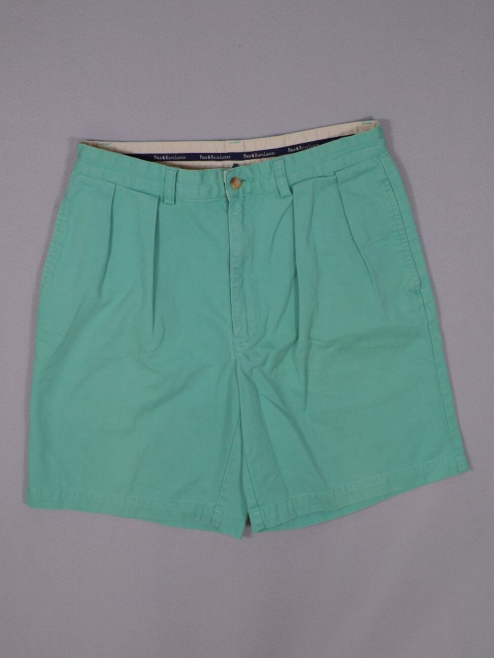 Polo Ralph Lauren Polo Chino Shorts Mens 32 Mint Green Pleated Cotton Preppy
